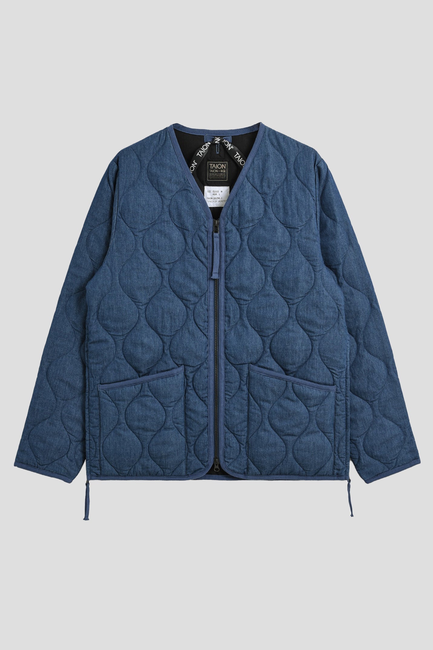 Taion Down Quilted Jacket in Indigo Denim – Drama Club
