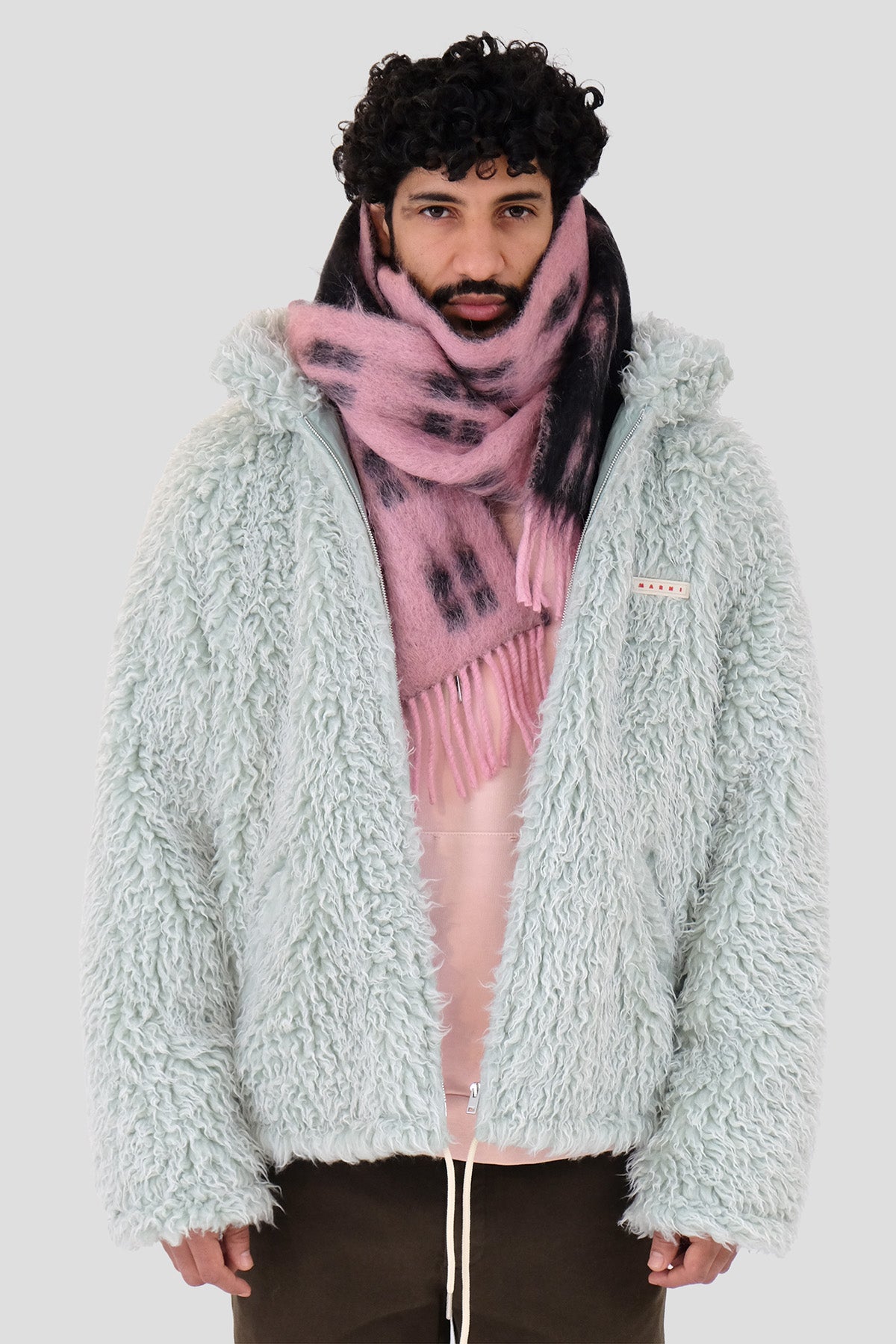 マフラー・ストール MARNI Square Wool Mohair Muffler Antique Rose SCZC0067Y0UAW0 Marni Squared Mohair Scarf in Antique Rose – Drama Club
