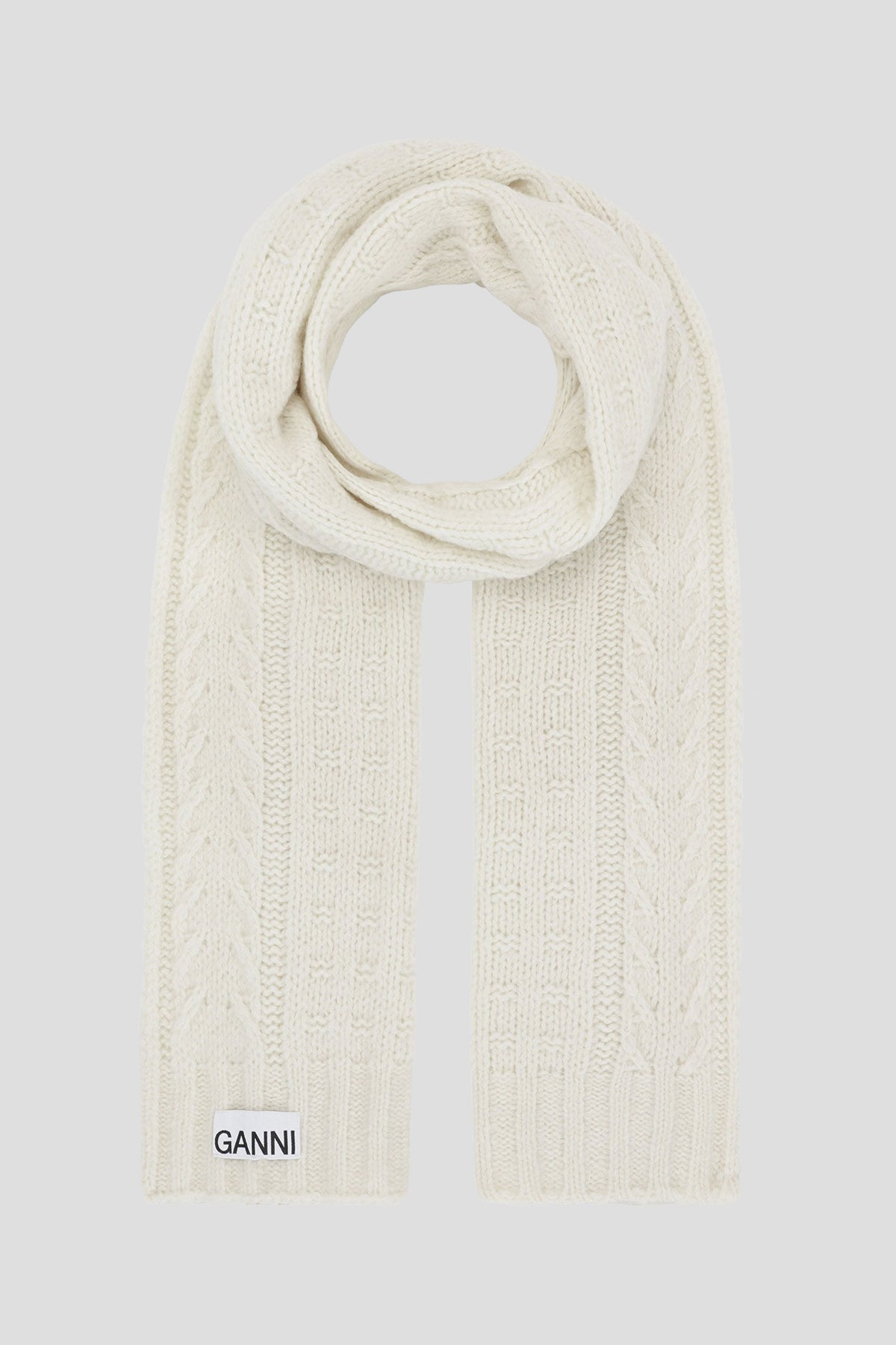 Ganni Mohair Gradient Scarf - Egret