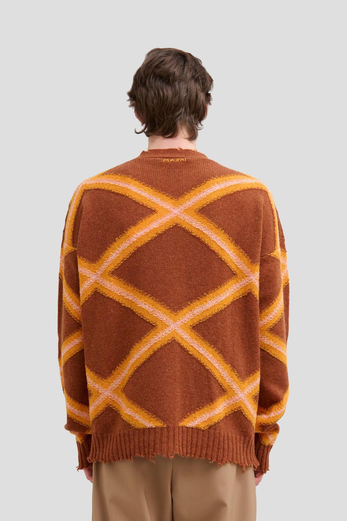 Broken Wool Argyle Cardigan