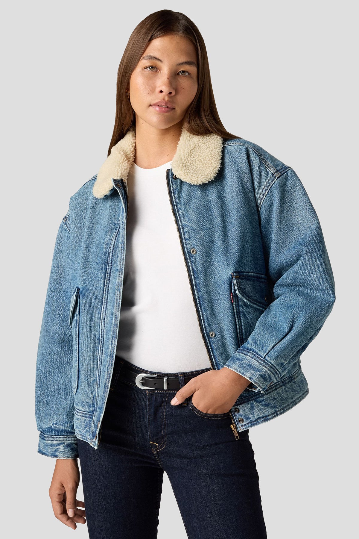 Sherpa Denim Bomber Jacket