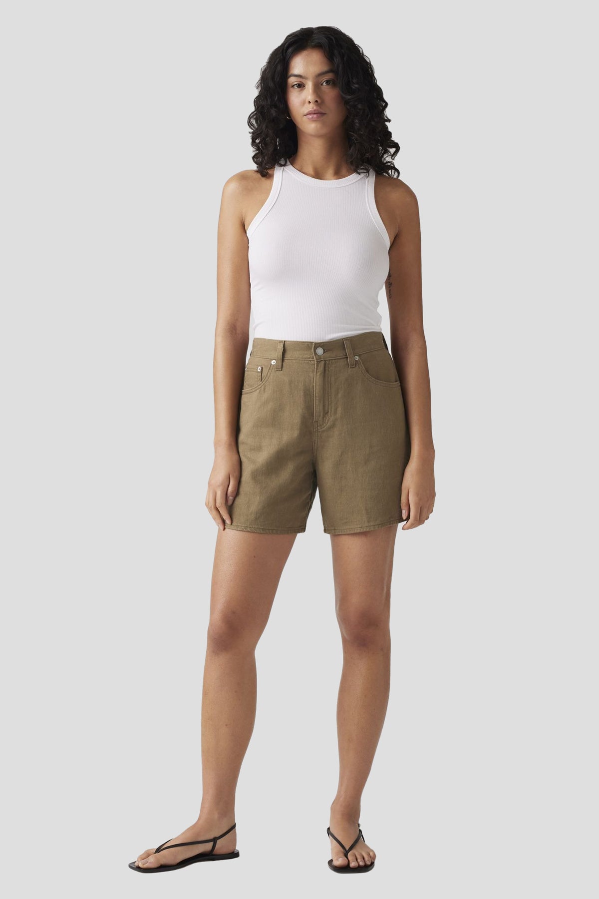 High Baggy Linen Short