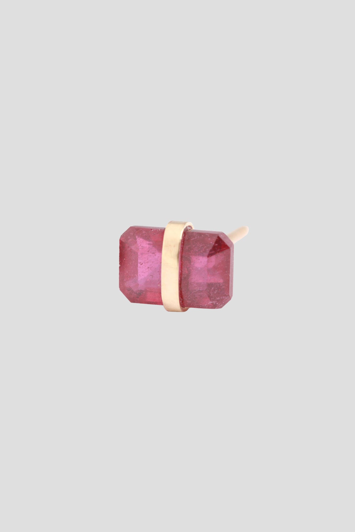 Ruby Fancy Cut Bezel Wrapped Stud