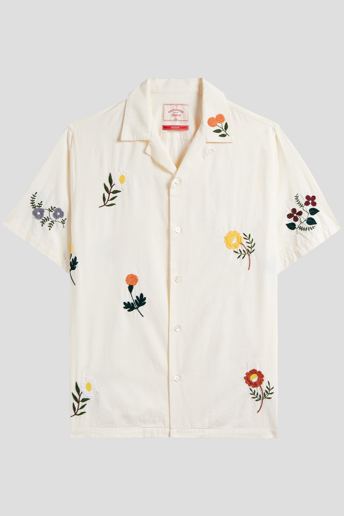 Embroidery Flowers Camp Shirt