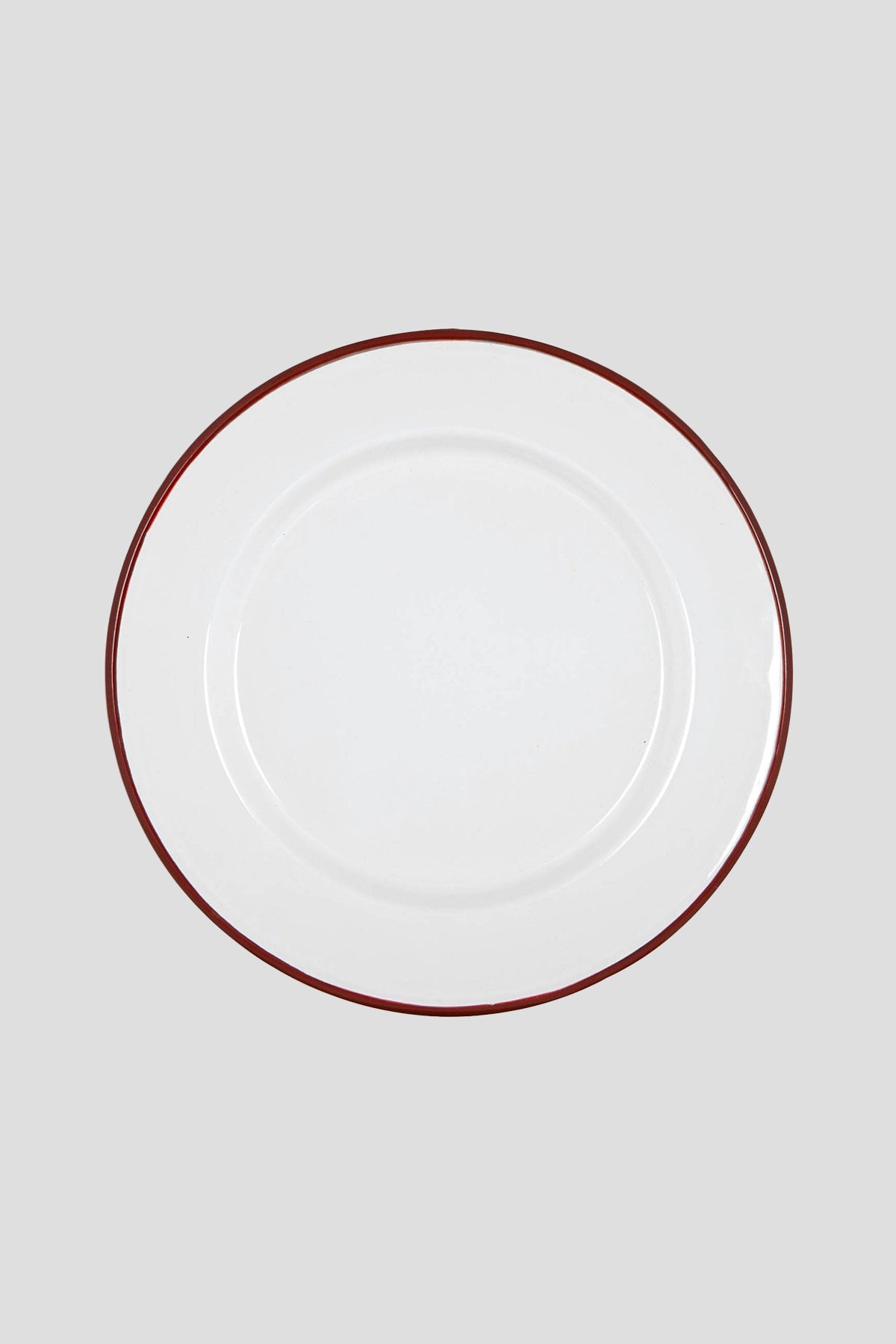 Red Stripe Enamel Dinner Plate