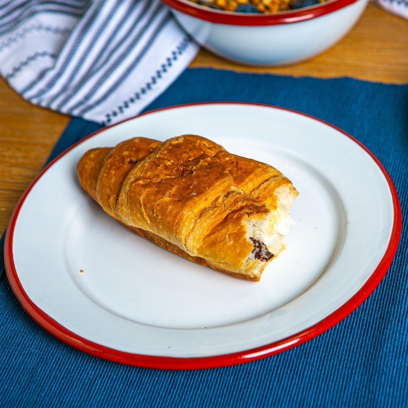 Red Stripe Enamel Side Plate