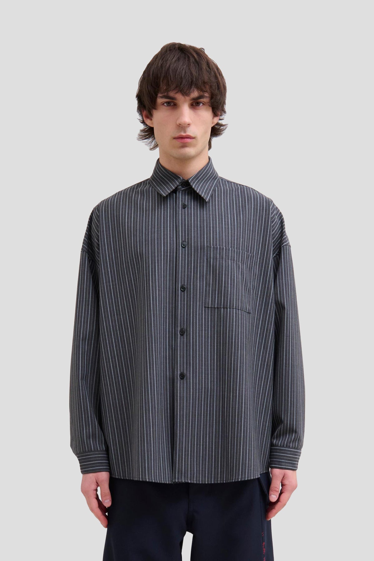 Striped Boxy Wool Shirt