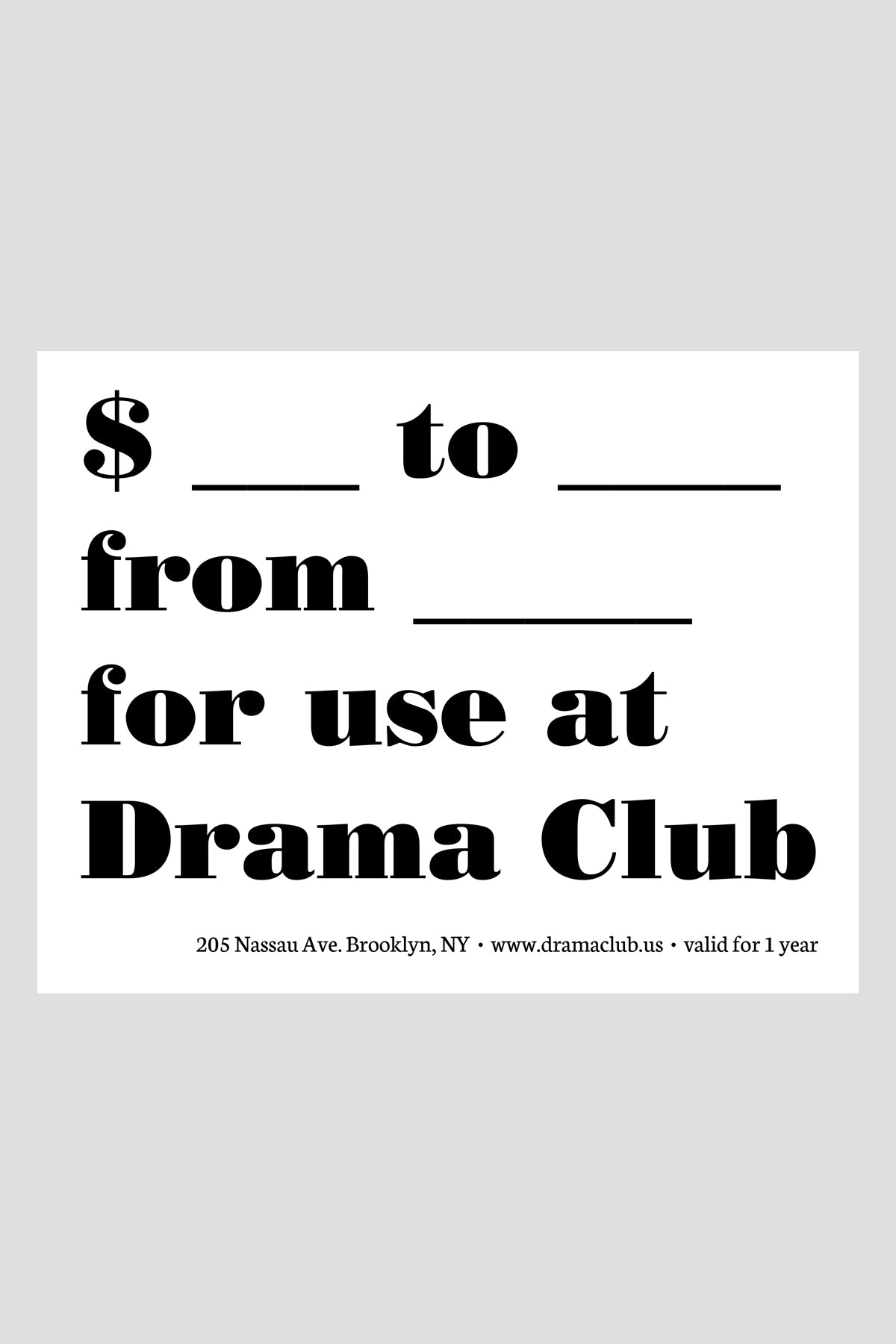 Drama Club Gift Card