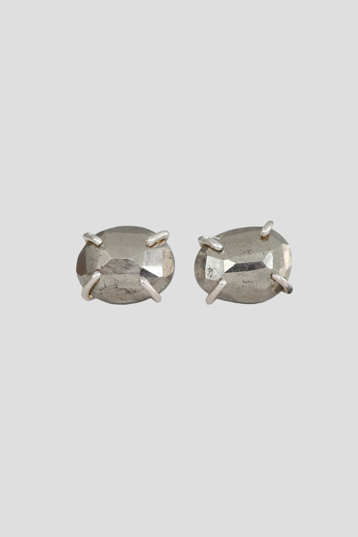 Pyrite Silver Post Earrings